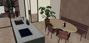 3D-visualisatie van een interieur gemaakt in SketchUp Pro