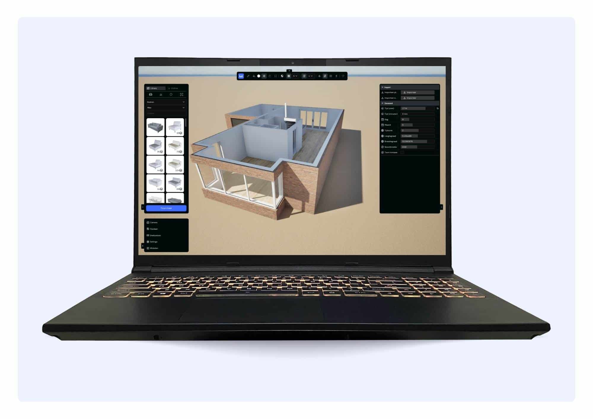 unlit studio afbeelding van een 3d roomplanner gemaakt met unlit studio bij cibap next